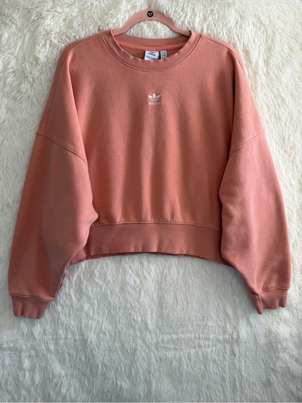 Adidas Originals Women Adicolor Essentials Fleece Sweatshirt M Peach Sporty READ